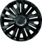 Set capace roti 15` negre cu inel cromat royal 4buc