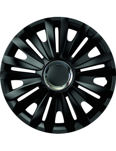 Set capace roti 15` negre cu inel cromat royal 4buc