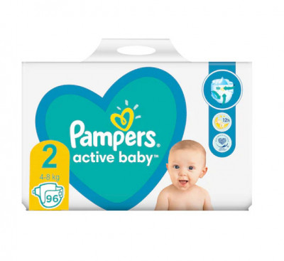 Scutece Pampers Active Baby, Nr.2, 4-8 kg, Giant Pack, 96 buc foto