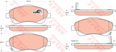 Set placute frana,frana disc TOYOTA COROLLA Verso (ZER, ZZE12, R1) (2004 - 2009) TRW GDB3336 foto