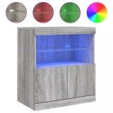 Cumpara ieftin Servanta cu lumini LED, gri sonoma, 60x37x67 cm