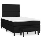 vidaXL Pat box spring cu saltea, negru, 120x190 cm, catifea 3270350