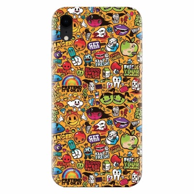 Husa silicon pentru Apple Iphone XR, Colorful Sticker Illustrations foto