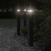 VidaXL Lămpi de podea de exterior, 3 buc., negru, 80 cm, aluminiu