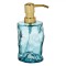 Dozator Sticlă, Model Ondulat, Culoare Bleu, Pompa Aurie, Capacitate 280ml