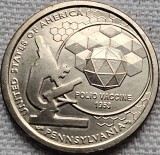 1 Dollar 2019 USA, Pennsylvania, Polio Vaccine, Innovation, unc, lit.D, America de Nord
