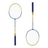 Set badminton, 2 palete, husa, galben + albastru