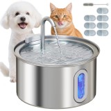 PawHut F&acirc;nt&acirc;nă din Inox 2,5L pentru Pisici cu LED și 2 Moduri de Flux, Argintiu | Aosom Romania