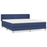 Cumpara ieftin Pat box spring cu saltea, albastru, 180x200 cm, material textil