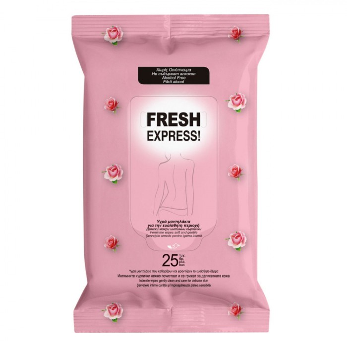 șervețele Umede Intime, Fresh Express, Mușețel, Roz, Set 25 Bucăți