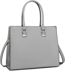 Geanta de mana pentru femei Miss Lulu L1509-1 GY, din piele PU, gri - RESIGILAT
