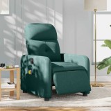 vidaXL Fotoliu electric de masaj rabatabil, verde &icirc;nchis, textil