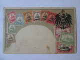 Rară! Africa Germana de Est carte poștală heraldica filatelică in relief 1905