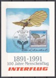 Germania DDR 1990 - Expozitia Airmail "LILIENTHAL '91" - Machete istorice de avioane, Carte Maximă