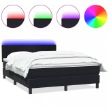 Cumpara ieftin Pat cu arcuri cu saltea si LED, negru, 160x210 cm, catifea