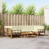 vidaXL Set de canapele de exterior cu pernă 7 pcs Natural și Crem 3367273