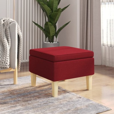 vidaXL Scaun cu picioare din lemn, roșu vin, material textil foto
