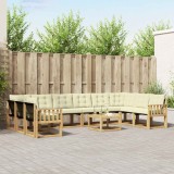 vidaXL Set de canapele de exterior cu pernă 11 pcs Alb și crem 3389928