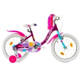 Cumpara ieftin Bicicleta Copii DHS Spring 18 Inch Mov | Roti Ajutatoare, Aparatori, Sonerie | 6-8 Ani, Cadru Otel, Frane V-Brake