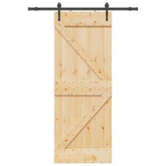 vidaXL Ușă glisantă cu set de feronerie 80x210 cm, lemn masiv de pin 3332643