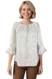 Bluza dama RA25 alb crystal , marimea 3XL, Casual, Bumbac