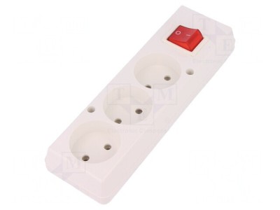 Conector Alimentare AC Splitter Alb 2P 250V 16A foto