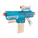 Pistol cu apa electric pentru copii, rezervor 500 ml, raza stropire 10m, baterie litiu 3.7v, jucarie piscina/plaja, albastru