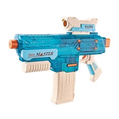 Pistol cu apa electric pentru copii, rezervor 500 ml, raza stropire 10m, baterie litiu 3.7v, jucarie piscina/plaja, albastru