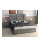 Pat Ven03 Gri + Noptiere Tapitate Gri+ Saltea Lux Ortopedica 180x200cm