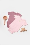 Set 2 body Bamboo,roz, BabyCosy, 50% bumbac+50%bambus (Marime: 18-24 Luni)