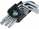 Set 9 Chei Imbus Crom Vanadium 1.5-10mm, Cap Sferic, Clips Curea