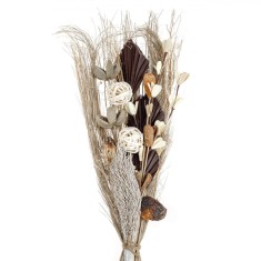 Buchet Decorativ Flori Uscate, Model 90cm, Culoare Bej Maro