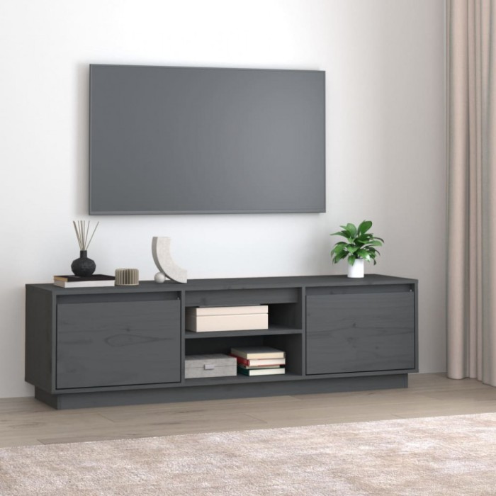 vidaXL Comodă TV, gri, 140x35x40 cm, lemn masiv de pin 814316