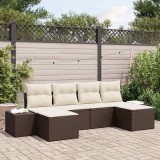 VidaXL Set de canapele pentru grădină cu pernă 6 pcs Maro Rattan poli