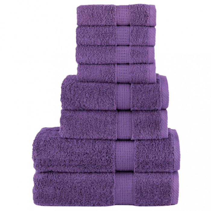 Set de prosoape premium SOLUND, 8 piese, violet, 600 g/m&sup2;