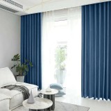 Draperie din catifea blackout cu rejansa transparenta cu ate pentru galerie, Madison, 150x240 cm, densitate 700 g/ml, Dark Cerulean, 1 buc