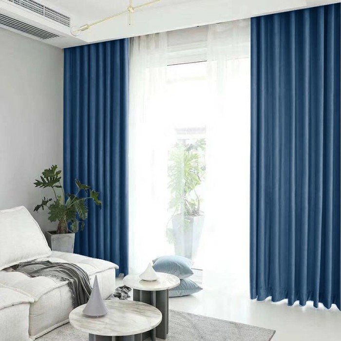 Draperie din catifea blackout cu rejansa transparenta cu ate pentru galerie, Madison, 250x225 cm, densitate 700 g/ml, Dark Cerulean, 1 buc
