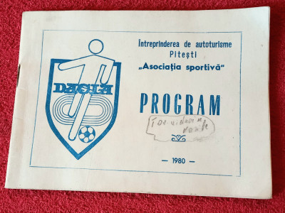 Program (1980) fotbal - AS&amp;quot;DACIA&amp;quot; PITESTI-Intreprinderea de Autoturisme Pitesti foto