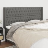 VidaXL Tăblie de pat cu aripioare gri &icirc;nchis 203x16x118/128 cm textil