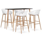 Set mobilier de bar, 5 piese, negru si alb
