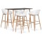 Set mobilier de bar, 5 piese, negru si alb