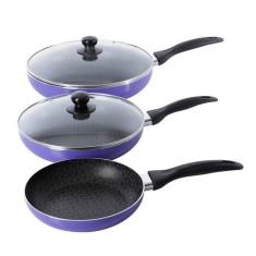 Set 3 tigai antiaderente din otel inoxidabil Spider Pan + 2 capace