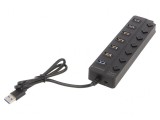 Hub USB 7 Porturi USB 2.0/3.1 Negru