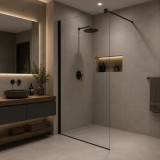 Paravan de dus walk-in 90x195 cm, sticla securizata 8 mm, profil negru