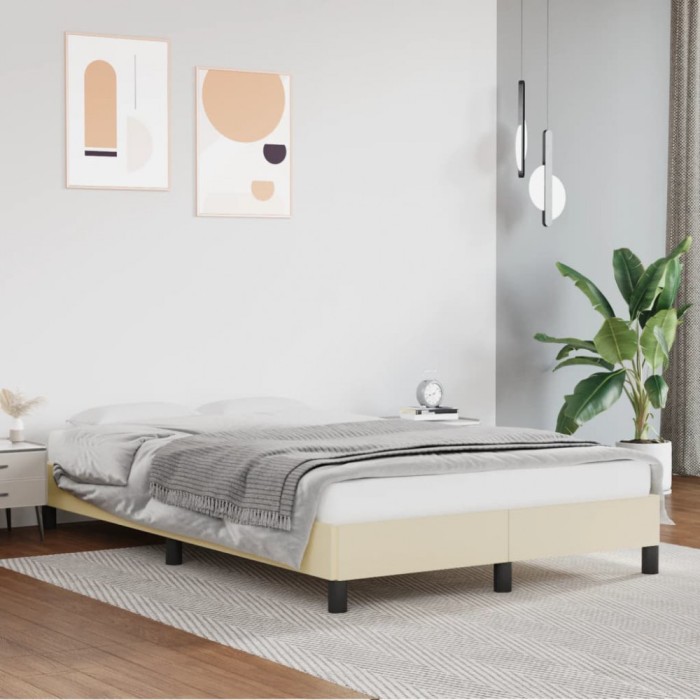 vidaXL Cadru de pat, crem, 120x200 cm, piele ecologică 346894