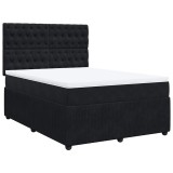 Cumpara ieftin Pat box spring cu saltea, negru, 140x200 cm, catifea