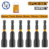 Cheie bit magnetica 6-12 mm, tubulara hex 1/4 set de 6 bucati - Ingco AMN65061