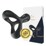 Inel pentru penis Nappex - Jari, dublu pentru stimularea erectiei, din silicon, negru