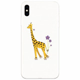 Husa silicon pentru Apple Iphone XS, Rollerskating Girafe Illustration