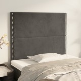Cumpara ieftin Tăblii de pat, 2 buc, gri &icirc;nchis, 90x5x78/88 cm, catifea